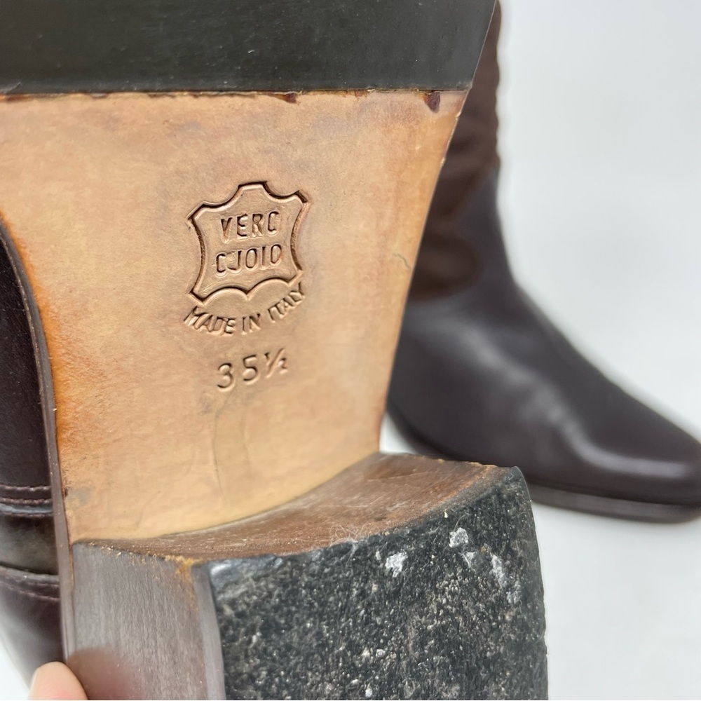 Vintage Arnold Churgin Dark Brown Leather Western Ankle Boots Size 5.5/ 35.5 - Picture 7 of 8